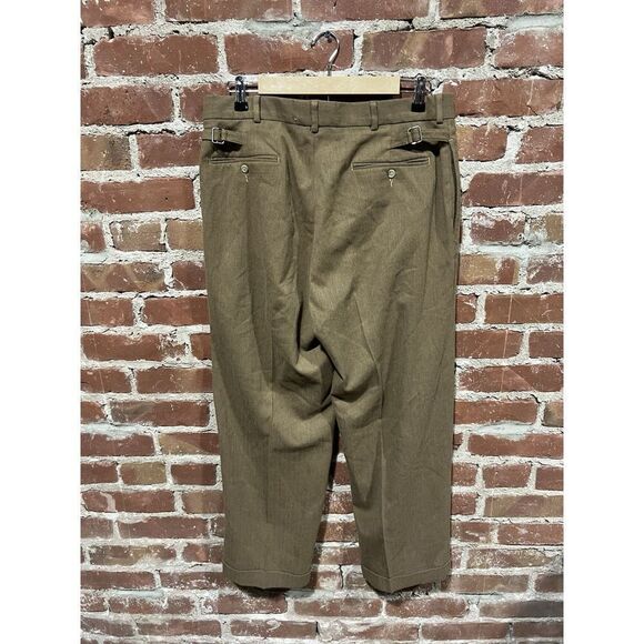 Polo Ralph Lauren Mens Brown Pleated Work Pants Size 34 x 27 - Picture 2 of 4